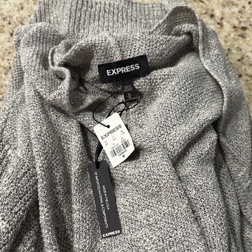 Express Women's Heather Gray Cowl Neck Sweater